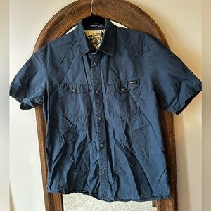 Volcom Short Sleeve Button-Up Shirt in Navy